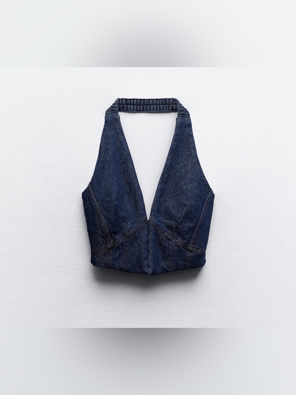 Zara Two Color Denim Halter Top, Size M